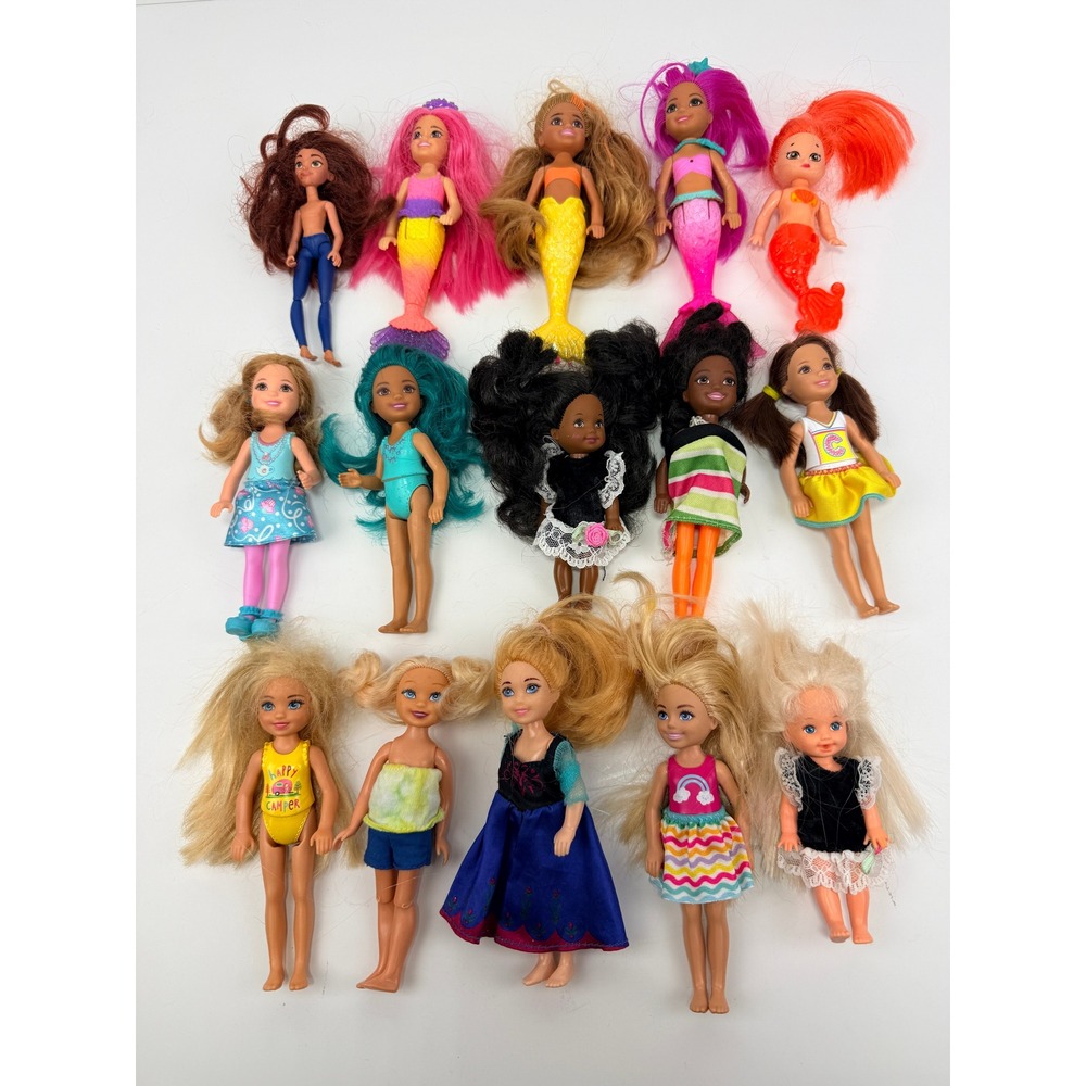 Mattel Barbie Chelsea Kelly Doll Lot of 15 Mermaid Frozen Cheerleader Vintage BH